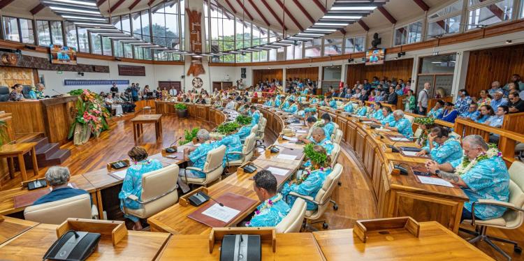 Primera sessió de l'Assemblea de la Polinèsia de la legislatura 2023-2028.